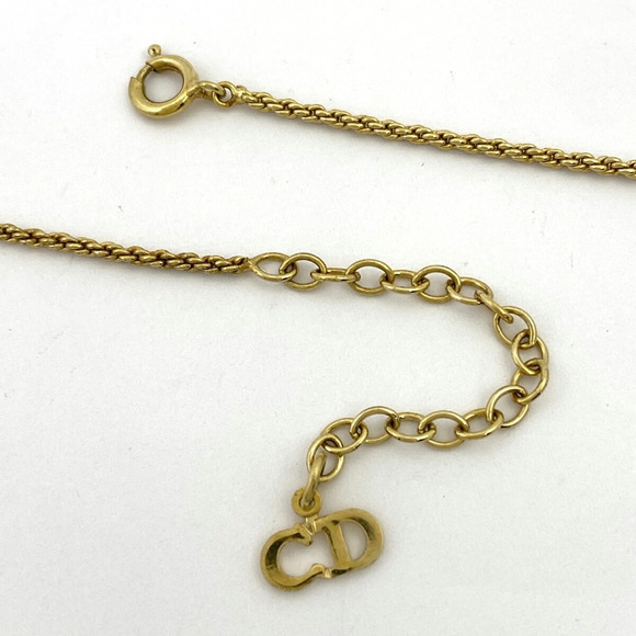 Christian Dior Logo Design Necklace CD Pendant GP Gold - Picture 3 of 4